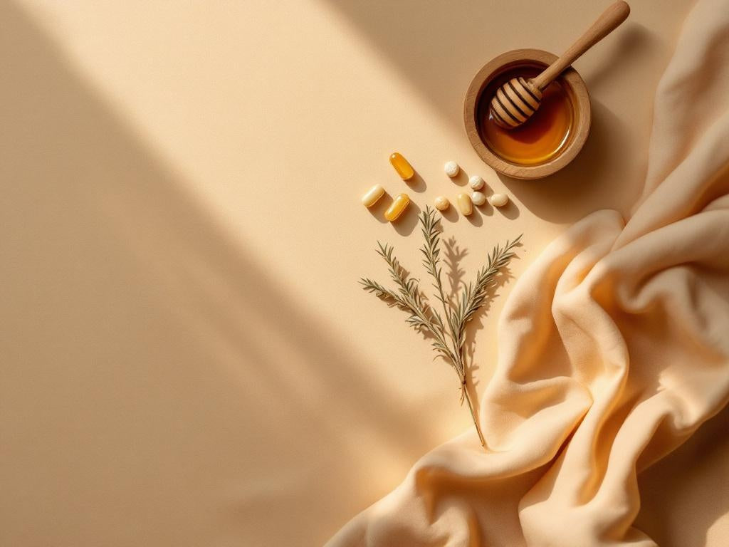 Natural immune support ingredients — honey, herbs, capsules