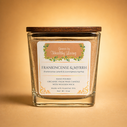 Frankincense & Myrrh Palm Wax Aromatherapy Candle - Hand Poured (12 OZ)