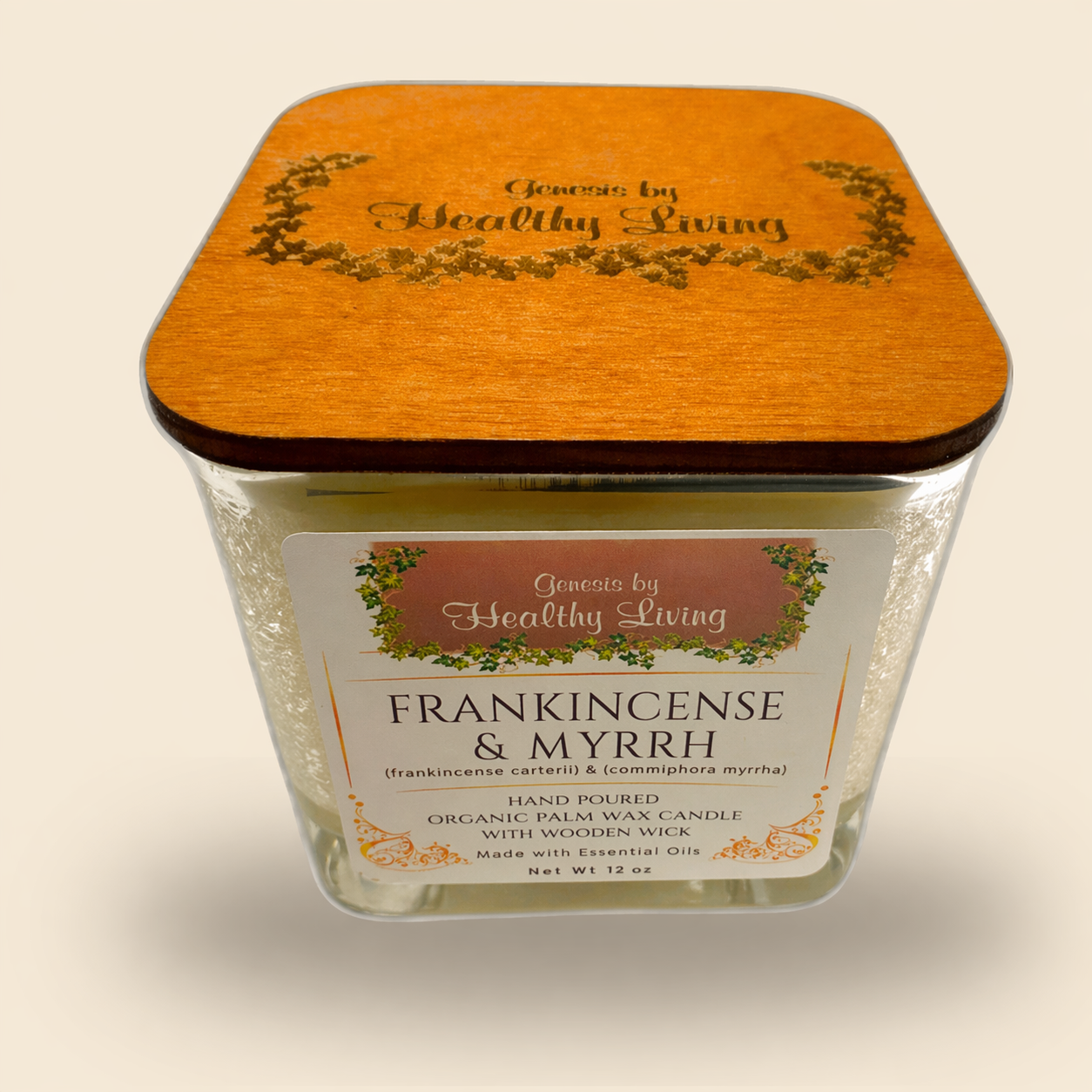 Frankincense & Myrrh Palm Wax Aromatherapy Candle - Hand Poured (12 OZ) — view 3