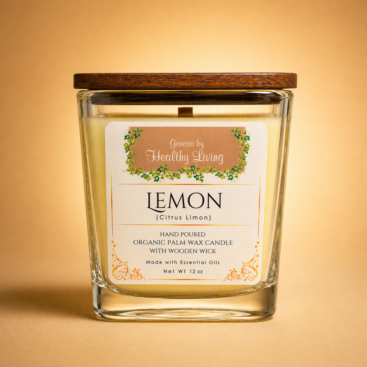 Lemon Palm Wax Candle (12 OZ)