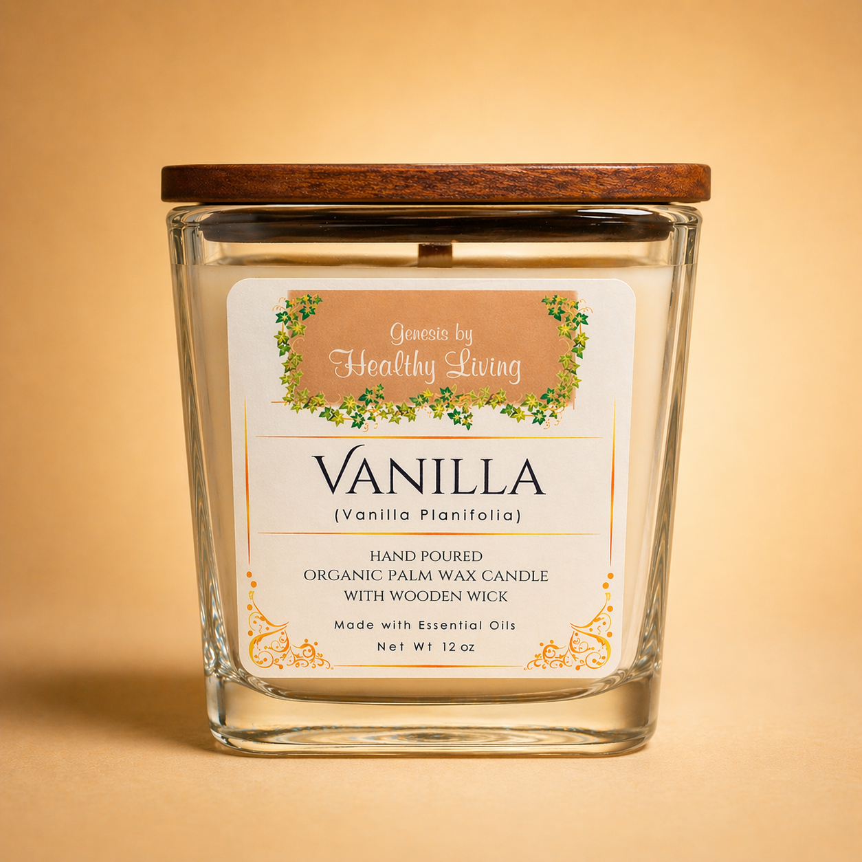 Vanilla Palm Wax Candle (12 OZ)