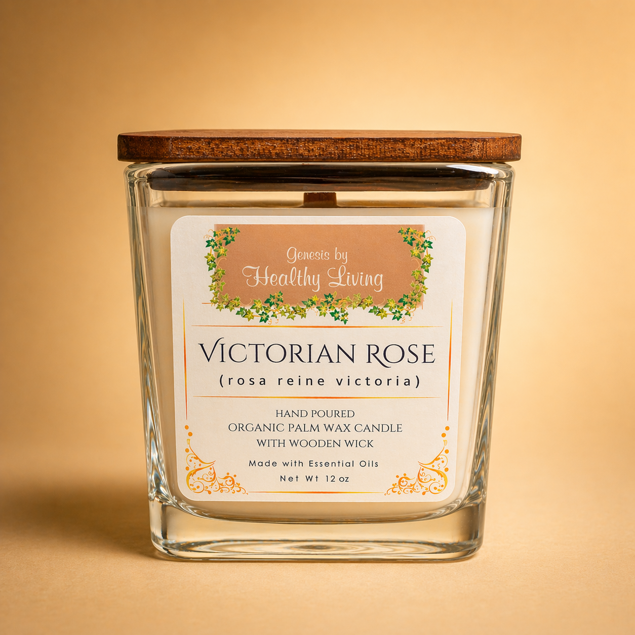 Victorian Rose Palm Wax Candle (12 OZ)